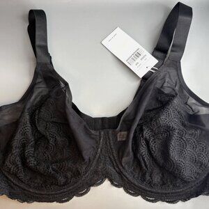 HSIA Lace Mesh Underwire Bra Black Size 42DDD Full Coverage Support